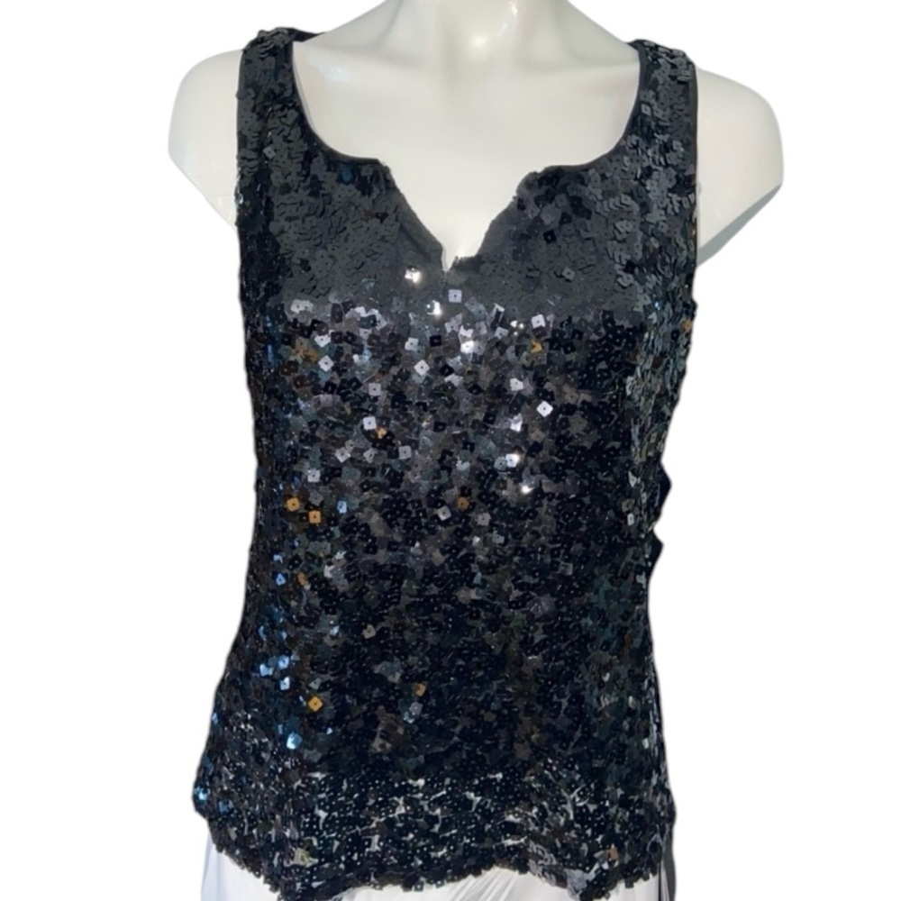 Forever 21 Women’s Medium Black Sequined Sleeveless Party Tank Top